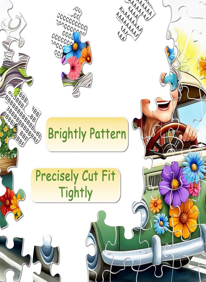 PPuzzling Happy Grandma Puzzles for Adults 1000 Pieces, Cute Granny Flower Car Puzzle, Challenging Jigsaw Puzzle as Home Wall Art Decor - Image 4